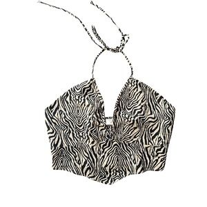 Women’s Zebra Print Halter Crop Top